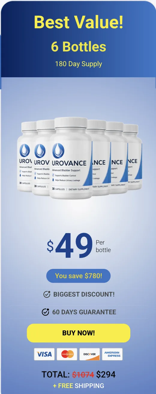 Buy Urovance 6 bottles — 180 day supply best value bladder support supplement